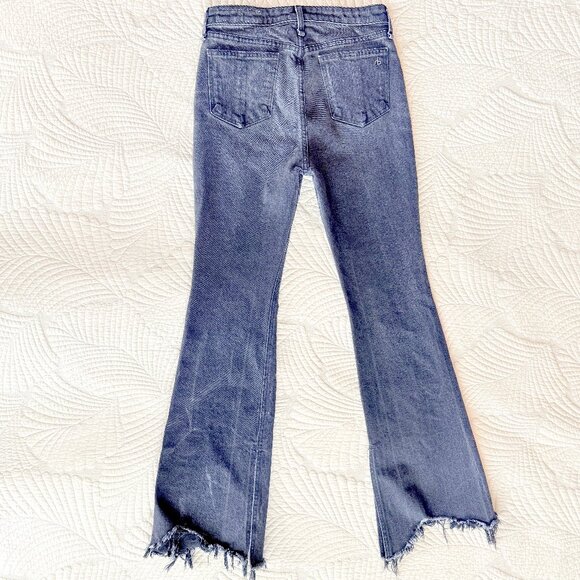 Rag & Bone Nina High Rise Flare Black Onyx Flare Leg Raw Hem Jeans Size 27 - Picture 7 of 15